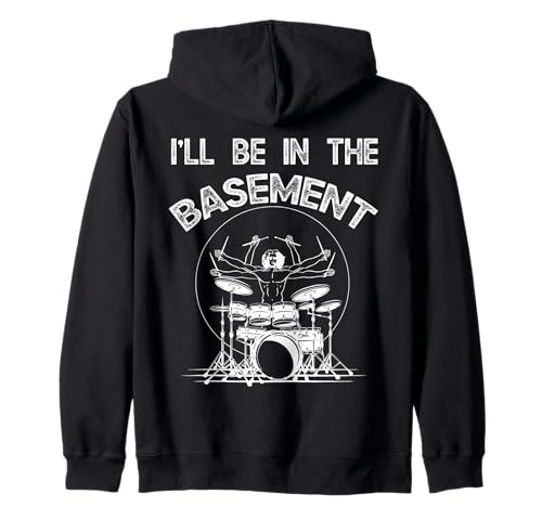 I'll Be In The Basement Funny Drummer Drum Set Musician Kapuzenjacke