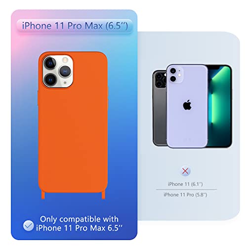 Image of Compatible with iPhone 11 Pro Max Case with Lanyard Crossbody iPhone Case with Strap Adjustable Shockproof Drop Protection Silicone Phone Cover for iPhone 11 Pro Max 6.5'' Neon Orange