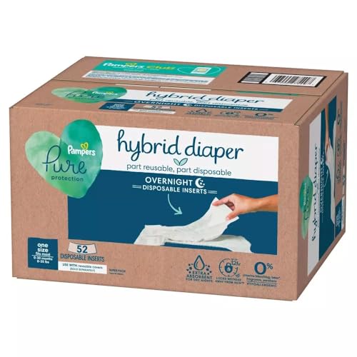 Image of Pampers Pure Protection Hybrid Diaper Overnight Disposable Inserts - 52 Count, One Size