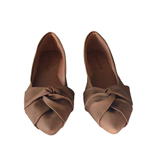 Sapatilha Feminina Bico Fino Detalhe Transpassado Linhaça CS Shoes Cor:Marrom;Tamanho:39