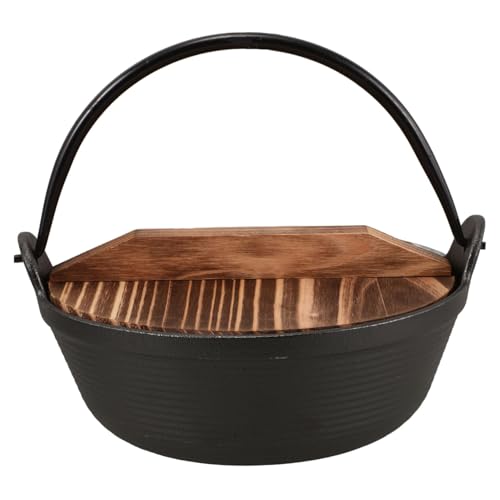 Kisangel Japanese Cast Iron Saucepan Camping Cooking Pot Outdoor Cooking Equipment Stove with Lid