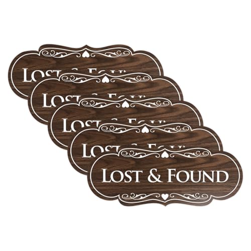 Signs ByLITA Designer Lost & Found Sign (Walnut) - Large (5 Pack)