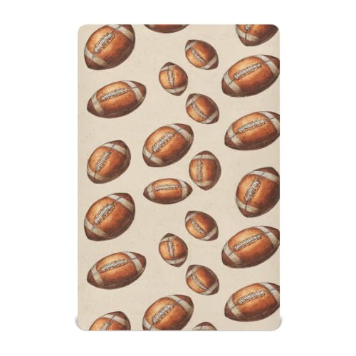 Image of Vintage American Football Beige Crib Sheets Soft Breathable Fitted Baby Crib Sheets Mattress Cover for Girls Boys, 52 inch x 28 inch x 9 inch