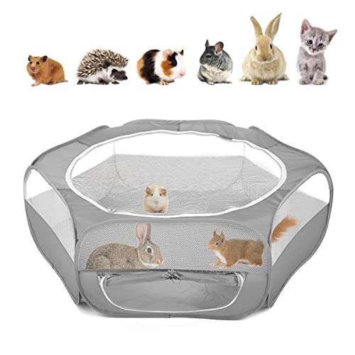 VavoPaw Valla Portátil de Mascotas, 190T Tafetán Parque Corral Plegable Cremallera Lateral Casa Portátil Transpirable Jaula para Perros Gatos Conejos Cachorros Animales Domésticos, Gris Cover