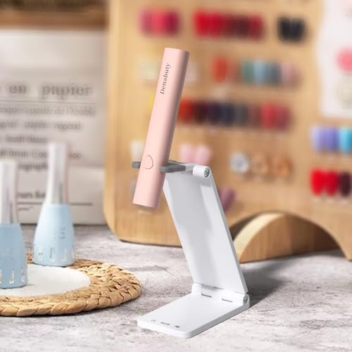 Image of UV Light for Gel Nails, Denabuty Mini U V LED Nail Lamp Handheld with Stand, Portable Nail Dryer Rechargeable USB Cordless, Nail Light with 2 Timers for Fast Drying, Pink