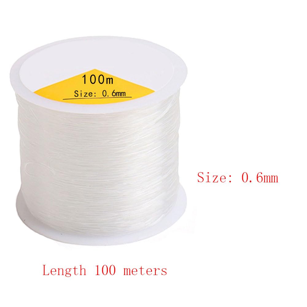 2 Pcs Bracelet String Elastic Cord Elastic String for Bracelet Making Black Stretch for Jewelry Necklace Craft Making Braided Hair Tie Pony Beads Toys (0.6mm 100m) - Image 3