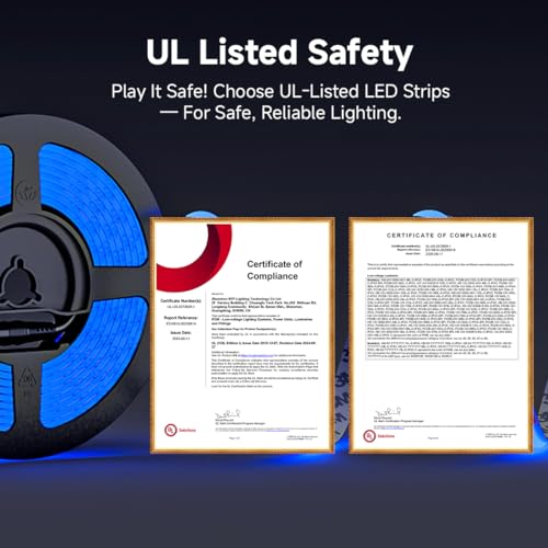 Image of BTF-LIGHTING FCOB COB LED Strip Blue Color 5mm Width UL Listed Super Narrow Flexible Uniform Light DC12V 16.4FT CRI 90+ Dimmable LED Ribbon for Bedroom Home Indoor Decor(No Adapter or Controller)