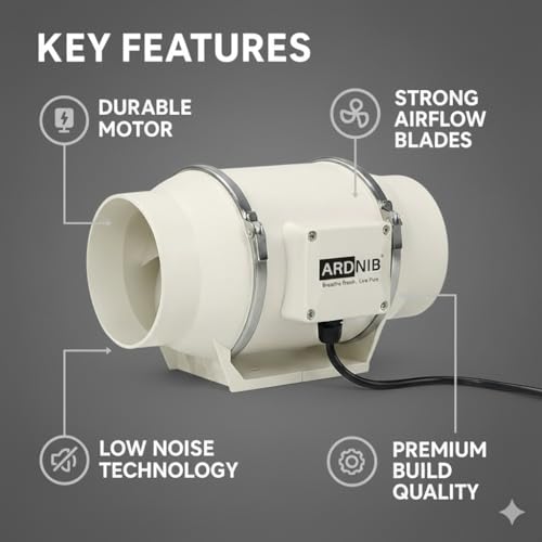 Image of Inline Duct Fan 6Inch /150mm | Silent Mix Flow Fan | Duct Exhaust Fan | Inline Exhaust Fan | Circular Inline Fan|Air Circulation System| White | 70W Copper Motor | 2 Speed | Air Flow 540m3 /h
