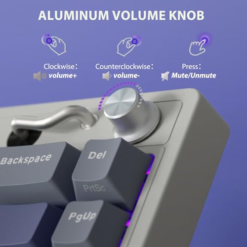 Image of RK ROYAL KLUDGE M65 Wireless Mechanical Keyboard with Volume Knob, 60% Tri-Mode Gaming Keyboard 2.4G /BT /USB-C, Gasket Mount, Battery Display, PBT Keycaps, Hot-Swappable Cream Switch, Blue
