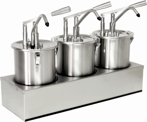 Schneider Edelstahl Dosierspender, 3 Fach, 3 x5 L Kapazität, 180mm Durchmesser, 435mm Höhe