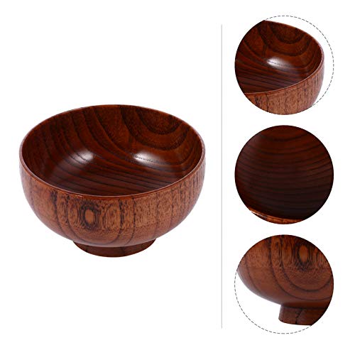 BESPORTBLE Tigela de madeira maciça estilo japonês para crianças pequenas, utensílios de mesa para s