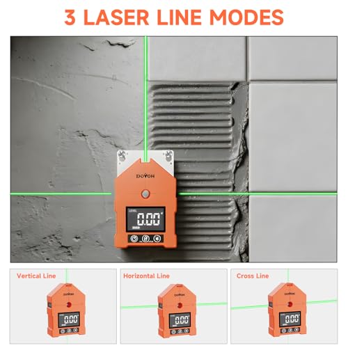 Image of DOVOH 3-in-1 Digital Angle Finder with Laser, Digital Angle Gauge, WG-3L | 3 Green Beams, Magnetic, Rechargeable Inclinometer, Digital Level with Laser, For Woodwork, Hanging Picture, Saw, Carpentry