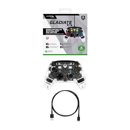 Clutch Gladiate RGB, Controller cablato USB-C con licenza XBOX, Doppi blocchi per grilletti, Pulsanti programmabili, Impugnatura comoda, Jack Audio 3,5 mm, Compatibile con Xbox, Trasparente - Controller - Immagine 14