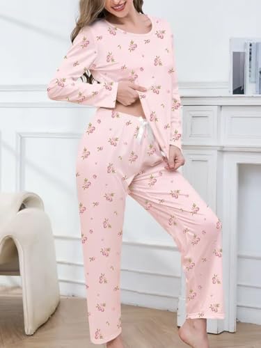 Image of Louis Luxe Womens Korean Night Dress || Full Pyjama Set || Korean Nightsuit || Women Nightwear ||Round Neck Full Sleeve Nightsuit || Loungewear || Everyday Nightdress (ND-02)