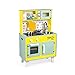 Janod - Grande cucina Happy Day (legno), dotata di frigo, forno a microonde, suono e luci, gioco di imitazione, 7 accessori inclusi, per bambini dai 3 anni in su, J06565, colore: blu e giallo