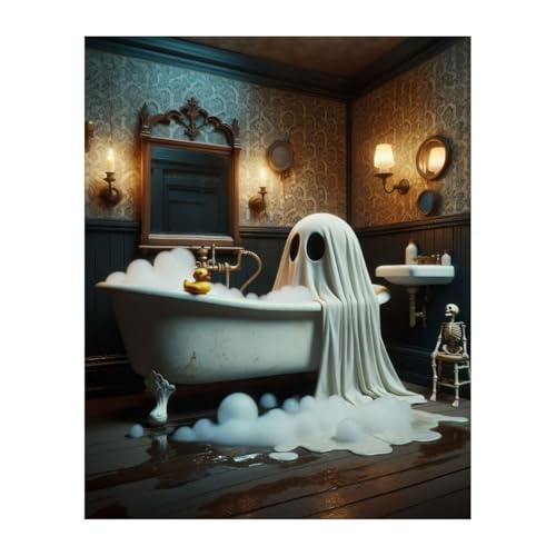 Spooky Bubble Bath Cute Ghost - 28x36 Unframed Poster -