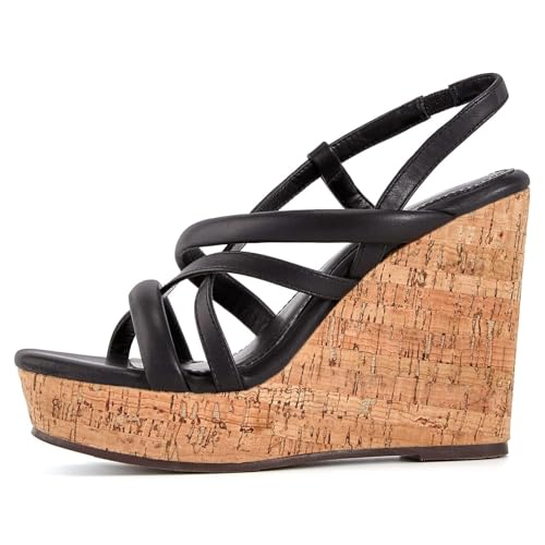 Coutgo Women Platform Wedge Sandals Cork Slingback Wedges Espadrilles Heels Summer Shoes3