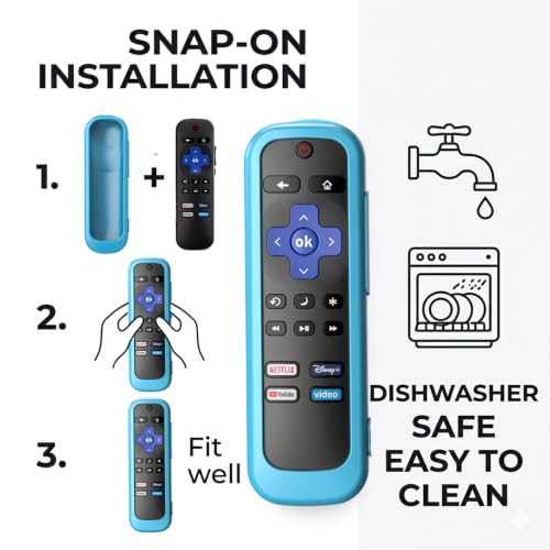 Image of 2 Pack Remote Case /Battery Cover for TCL Roku Smart TV Steaming Stick Remote, Silicone Protective Controller Universal Sleeve Skin Glow in The Dark Blue and Green