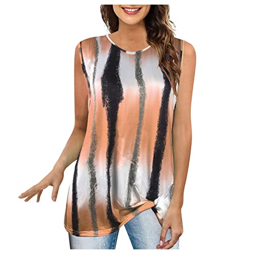 Eaktool Saree Camisoles with Built in Teens, Women's Fashion Vertical Striped Gradient Sleeveless Pullover T-Shirt Sleeve Cropped Black Crop Tops for Women Tops for Women Casual Fall (L, Yellow)