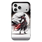Material de alta calidad: nuestra bonita funda compatible con iPhone 17 Pro Max está hecha de material TPU de alta calidad, antiarañazos y antiamarilla. El material suave hace que esta funda Warrior Silhouette Moonlight Fantasy Red sea compatible con iPhone Pro Max 17 sea fácil de instalar y quitar