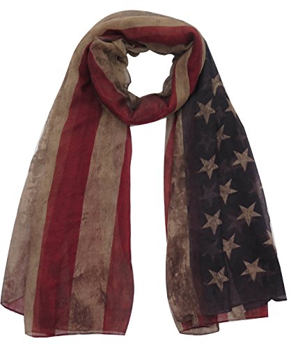 Lina & Lily Écharpe Foulard Femme Imprimé Drapeau (Drapeau Américain Rétro)