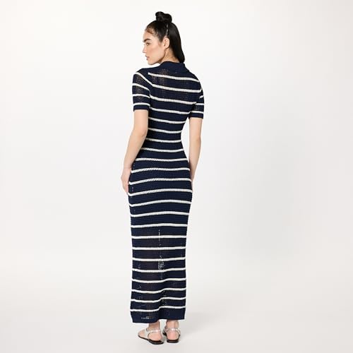 Image of The Drop Womens Adalyn Tape Yarn Split-Neck Maxi Dress