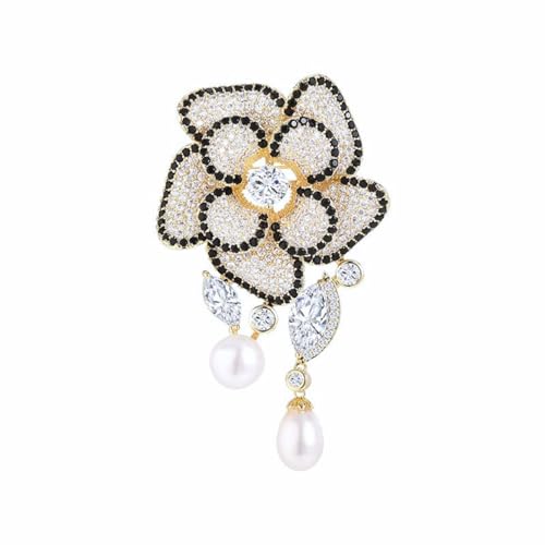 Image of Flower Brooch for Women Rhinestone Flower Brooch Pins Floral Brooches Jewelry Gift for Mom Wife