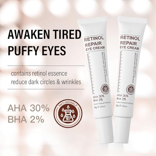 Retinol Eye Cream, Retinol Serum Eye Cream for Dark Circles and Puffy Eyes, Eye Cream with Retinol & AHA 30% & BHA 2% & Hyaluronic Acid for Fine Lines & Wrinkles Saggy Skin Puffy Eyes - Image 6