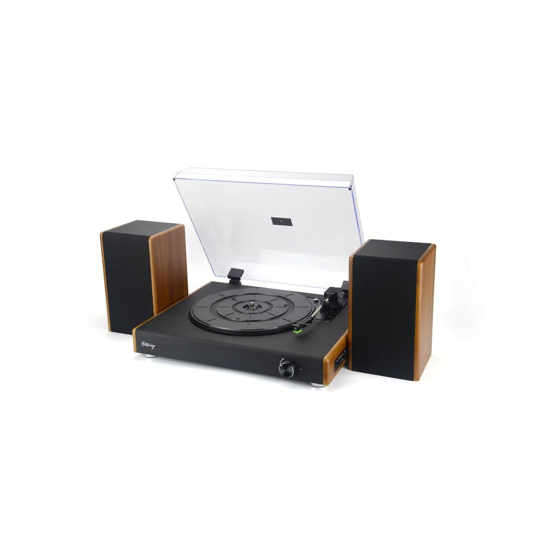 Halterrego Platine Vinyle Chicago, AV 2 Enceintes externes RMS 10w * 2, 3 Vitesses, Bluetooth in, RCA Out, USB, Adaptateur Inclus, Noir