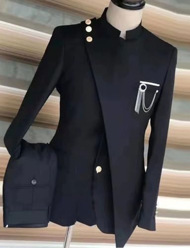 Men's Stand Collar Suit Two Pieces Tuxedos for Graduation Party Christmas Jacket Pants2