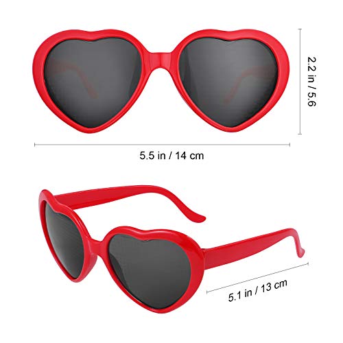 FENICAL Women Interesting Peach Heart Special Effects Eyeglasses for Bar Night Club (Red), 1552cm - Thumbnail 6