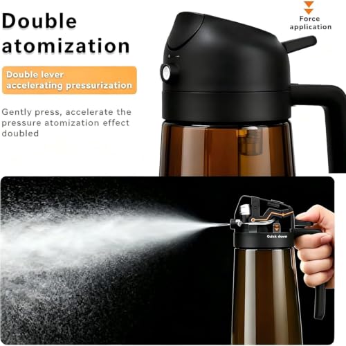 Image of 2 PCS Oil Sprayer, 2 in 1 Oil Sprayer for Kitchen Cooking, 470ml Oil Spray Bottle for Home (Brown+Black+Green)