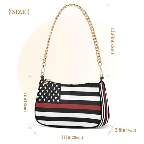 Image of Shoulder Bags for Women American US Flag Independence Day Patriotic Hobo Tote Handbag Small Clutch Purse with Zipper Closure