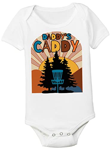 Image of Disc Golf Caddy Baby Shirt Onesie Bodysuit or Toddler Kids T-Shirt Dad Daddy Fathers Day Gift Christmas Little Girl Boy Outfit DADCADDY