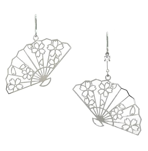 Jewelry Shop M acc26P Women's Earrings, Japanese Pattern, Asymmetric Accessory, Hypoallergenic, Made in Japan