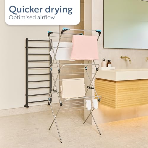 Image of Minky 3-Tier Trio Concertina Plus Indoor Drying Rack, Silver Color