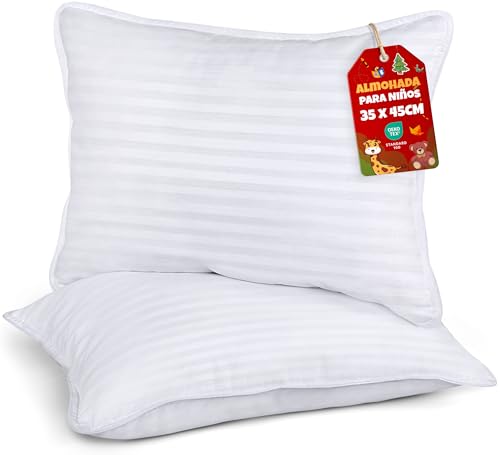 Utopia Bedding Almohada para Niños (Juego de 2), 33 x 45 cm con Exterior de Polialgodón, Almohadas Transpirables y Suaves, Destinado a Mayores de 2 Años (Blanco)