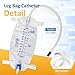 5-Pack 1000ml Leg Bag Urinary Drainage Bags with Adjustable Straps, Leak-Resistant, Anti-Reflux, 17.7-inch Flexible Tube with Self-Sealing Valve, Soft and Durable Material,Blue