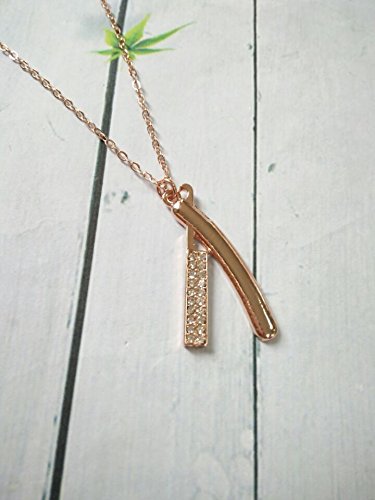 Manzhen Fashion Hair Dresser Rhinestones Razor Pendant Necklace Barber Shop Cosmetologist Tool Hairdresser Gift (Rose Gold) #TOP1
