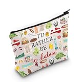 PWHAOO Latvia Travel Gift Rather Be In Latvia Makeup Bag Latvian Cosmetic Bag Latvia Flag Souvenir Merch (Rather Be In Latvia M)