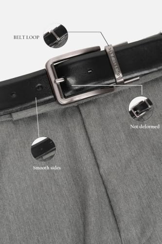 Image of Louis Philippe Men's 100% Italian Leather Brush Gun Metal Buckle Formal Reversible Belt