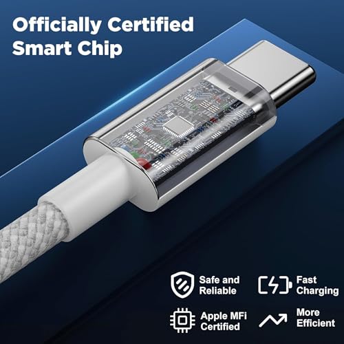 Image of 80W USB C To Type C Charger Cable A- 1M Nylon Braided Fast Charging Cable Compatible With Macbook, iPhone 15 /14, OnePlus, Samsung, PD Power Delivery & Data Sync, White