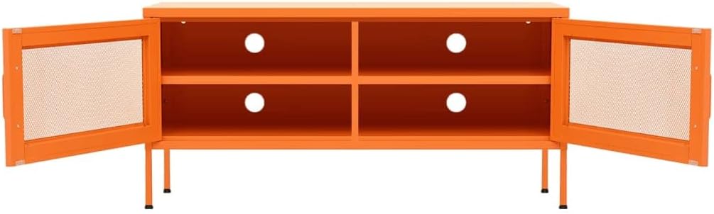 Metal TV Cabinet with 2 Mesh Doors with a Shelf Inside, Steel Entertainment Center TV Console Table Media Furniture TV Stand for Living Room, Office, Bedroom, Orange 41.3"x13.8"x19.7"