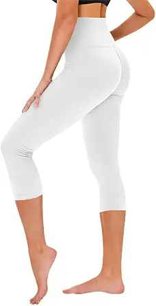 TNNZEET Capri Leggings for Women - Tummy Control Black Leggings with Pockets High Waisted Yoga Pants Workout Cycling Leggings
