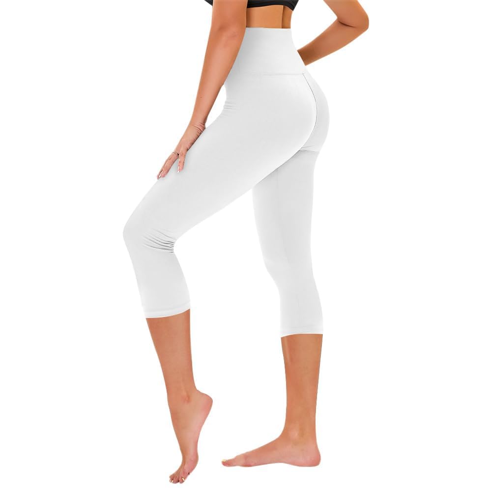 TNNZEET Capri Leggings for Women - Tummy Control High Waisted Soft Yoga Pants for Gym Workout
