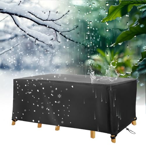 Fundas Mesa Exterior Impermeable Funda Muebles Jardin, 160x90x30cm/Largo x Ancho x Alto Oxford en revestimiento de PU Fundas para Mesas de Jardín,Tela Protector para Rectangular Mesa Anti Viento