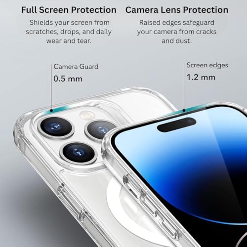 Image of Back Case Cover for iPhone 14 Pro | Mag-Safe Compatible | Camera Protection | Transparent Mobile Phone Case Cover for Apple i Phone 14 Pro | i Phone 14Pro TPU Transparent Back Cover Case