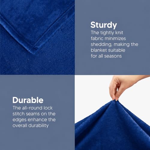 Image of Utopia Bedding Fleece Blanket Throw Size Navy 300GSM Luxury Anti-Static Fuzzy Soft Microfiber Blanket for Couch, Sofa and Bed (50x60 Inch)