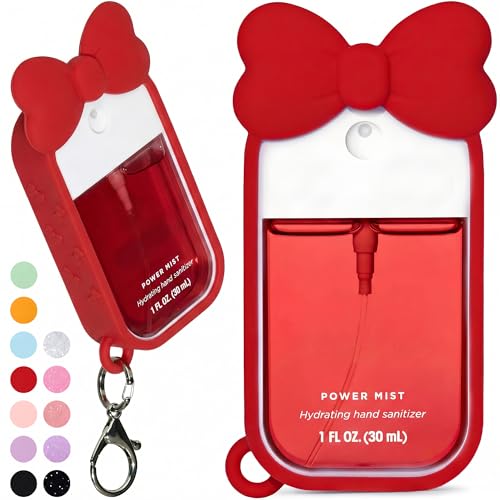 Bow Hand Mist Case for Touchland with Keyring, 1 FL OZ - Ruby Red