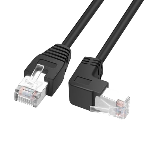 RJ45 90 Degree Ethernet Cable YACSEJAO Cat6 RJ45 Male to Right Angle Network Patch Cords Choose from Multiple Angle Lengths (Down Angle, 0.5M/1.6FT)